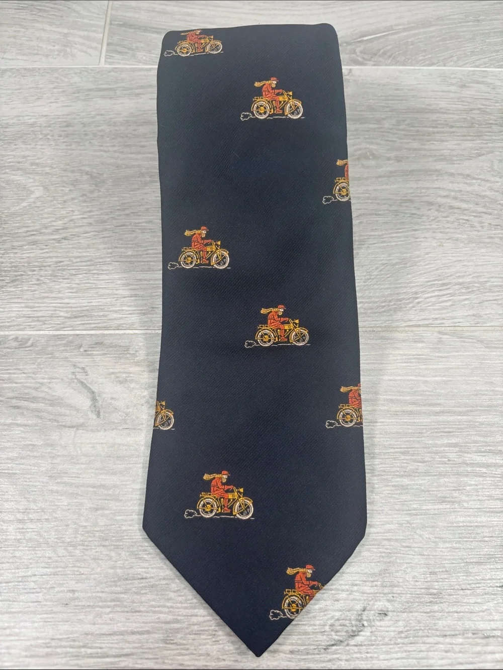 Vintage Bert Pulitzer Navy Blue Silk Blend Classic Motorcycle Tie